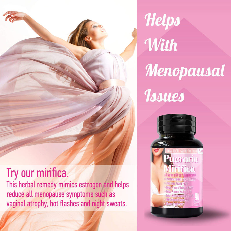 Natural Pueraria Mirifica Capsules 2000mg Daily - Breast Enhancement Pills for Women - Breast Growth Pills, Breast Firming, Vaginal Health, Menopause Relief, Skin and Hair Health 90 Veggie Capsules - NewNest Australia