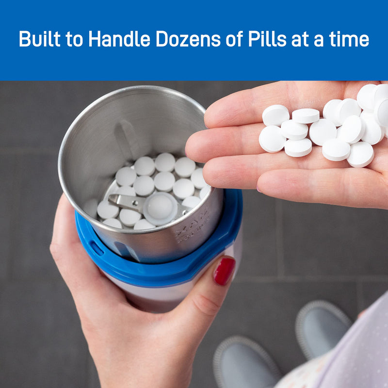 Electric Pill Crusher Grinder - Fine Powder Electronic Pulverizer for Small and Large Medication and Vitamin Tablets - Comes with Stainless Steel Blades to Crush Multiple Pills by Pill Mill - NewNest Australia