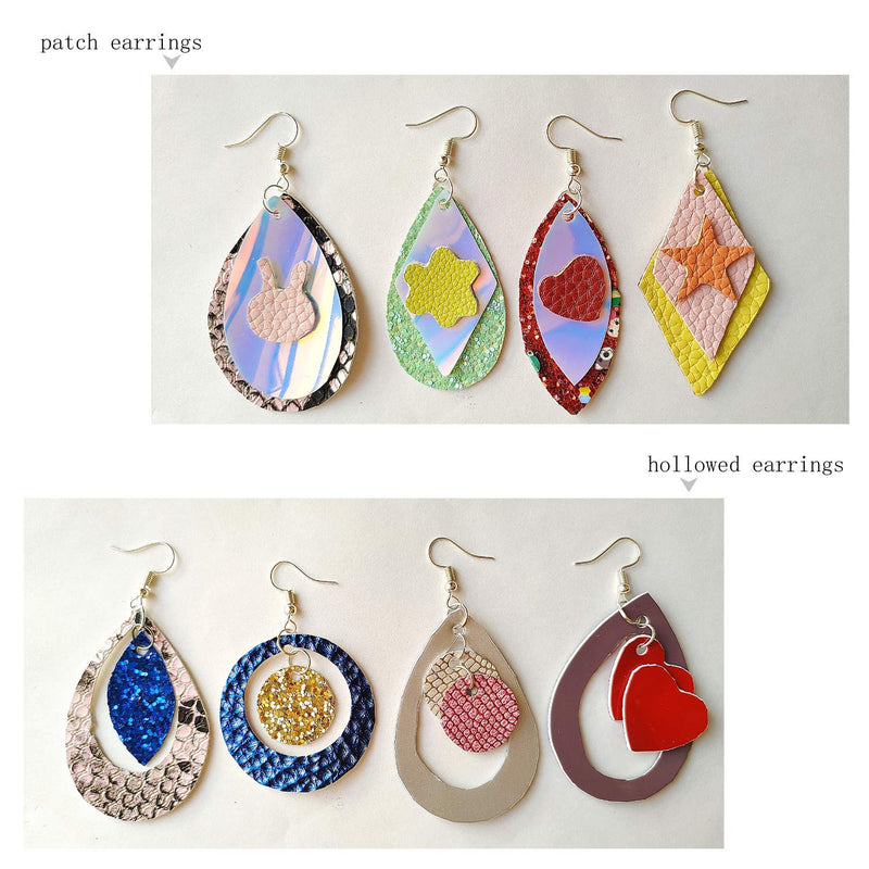 SHUANGART Reusable Earrings Making Template, Plastic Cutting Stencil for DIY Jewelry Making, Can Make Plenty of Faux Leather Earrings, Contains 2 Pcs Faux Leather Sheets(Random Colors) - NewNest Australia