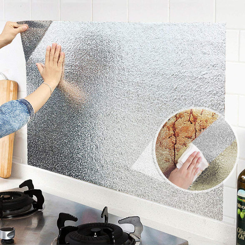 Livelynine Silver Contact Paper for Kitchen Oil Proof Waterproof Sticker Aluminum Foil Kitchen Wallpaper Backsplash Peel and Stick Self Adhesive Shelf Liners for Drawer Removable 15.8x78.8 Inch - NewNest Australia