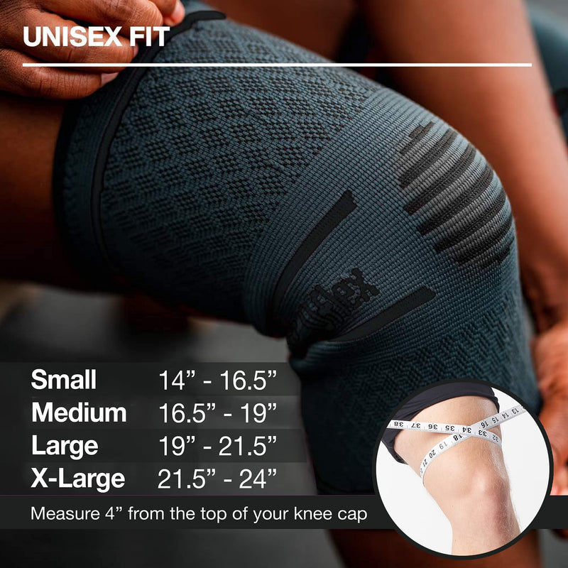 UFlex Athletics Knee Compression Sleeve Support for Women and Men - Knee Brace for Pain Relief, Fitness, Weightlifting, Hiking, Sports - Black, Large - NewNest Australia