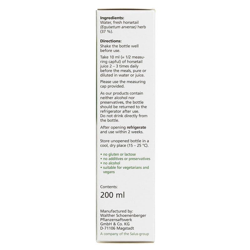 Schoenenberger horsetail juice 200 ml - organic - NewNest Australia