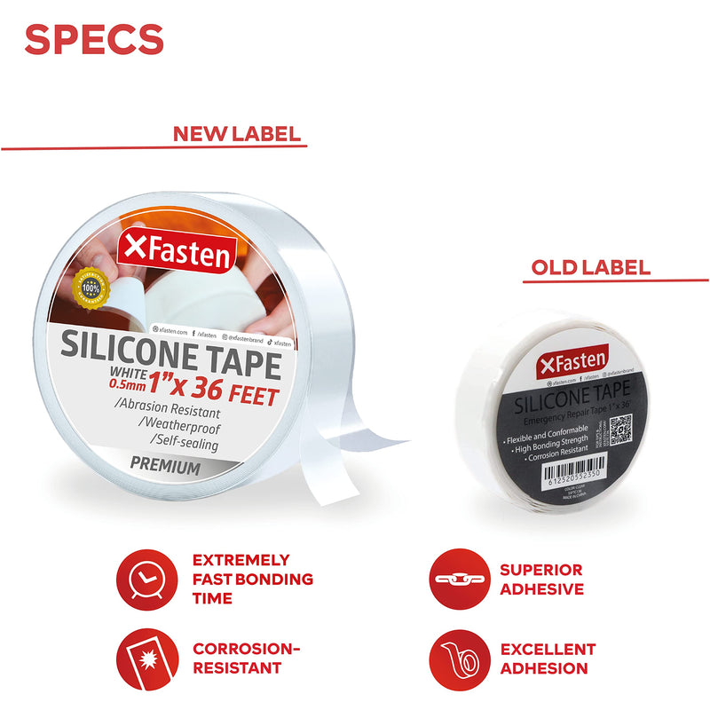 XFasten Silicone Self Fusing Tape 1-Inch x 36-Foot (White) Silicone Repair Tape White - NewNest Australia
