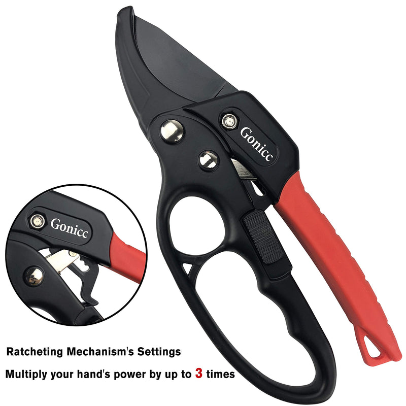 gonicc 8" Professional Ratchet Anvil Pruning Shears (GPPS-1011), Ratcheting Mechanism, Anvil Groove Design, Reinforced Design Handle, Garden Shears Clippers, Anvil Pruner, Hand Tools Scissors Loppers - NewNest Australia