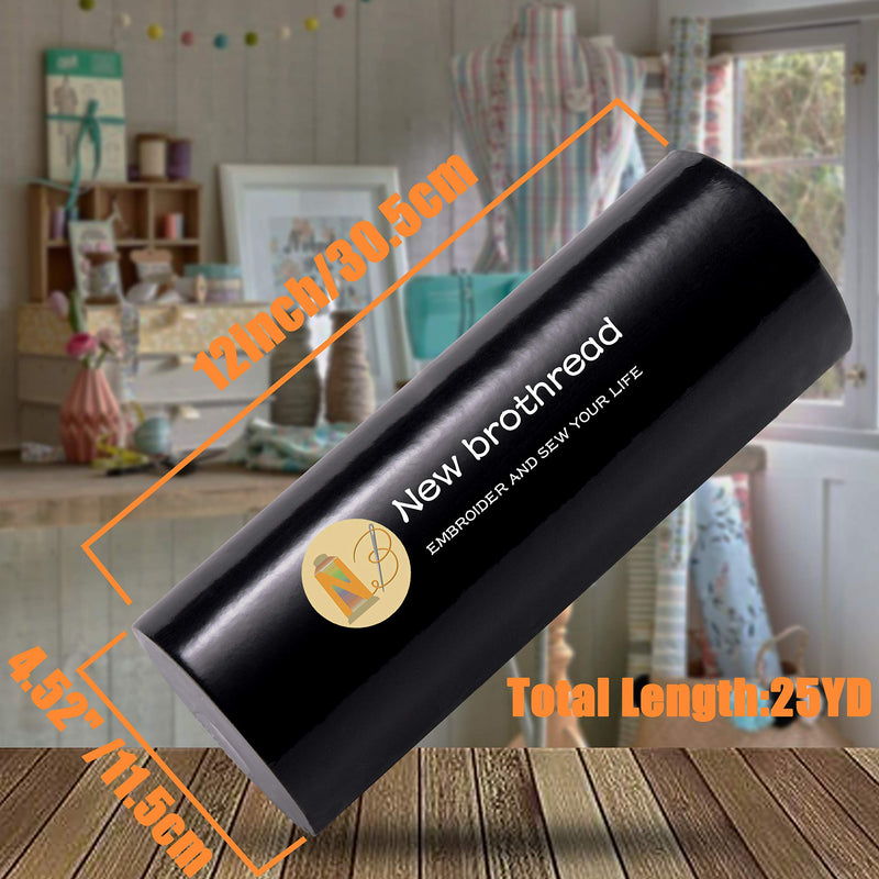 New brothread Black Cut Away Machine Embroidery Stabilizer Backing 12" x 25Yd roll - Medium Weight 2.5 oz - 2 Options - Tear Away/Cut Away Cutaway - NewNest Australia