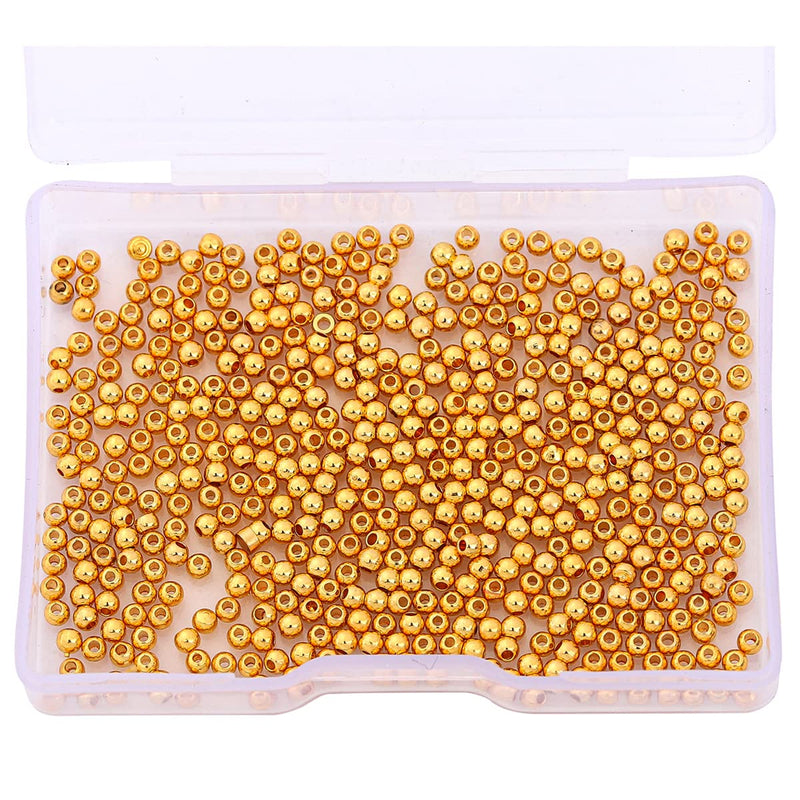 BEADIA 18K Gold Plated Round Spacer Beads 2.5mm 500pcs for Jewelry Making Findings - NewNest Australia