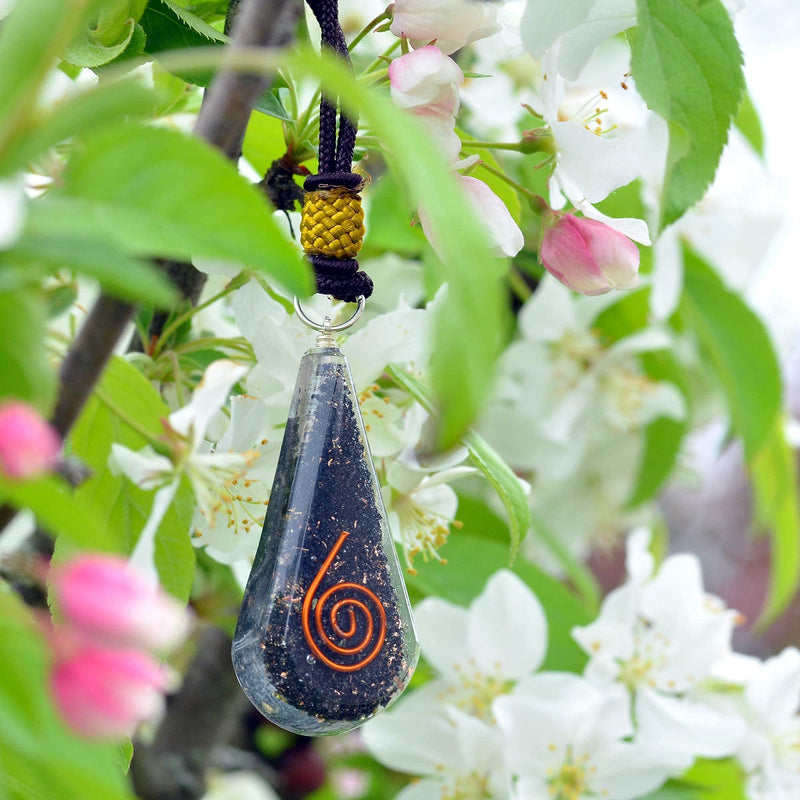 Emotional Body Purification Black Tourmaline Orgone Crystal Tear Drop Pendant for Strengthen Immune System - Heart - Self Confidence - Positivity - NewNest Australia