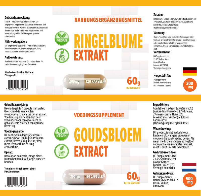 Lutein 30mg Meso-zeaxanthin 9mg Zeaxanthin 6mg from marigold extract 120 vegan capsules 300mg, laboratory tested, high dose, non-GMO - NewNest Australia