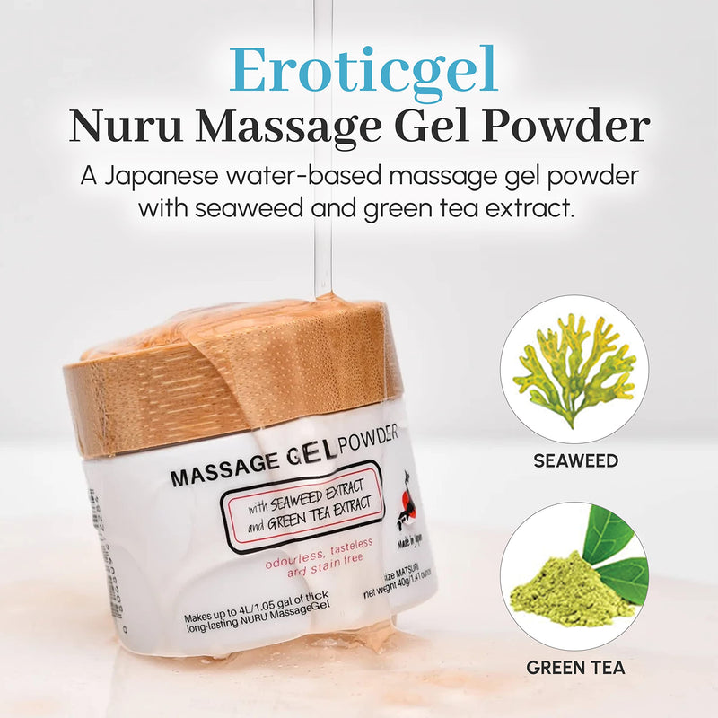 Massage Gel Therapy Powder 200 g | Seaweed & Green Tea | Made in Japan | Paraben & Glycerin Free | Makes 20 liters - NewNest Australia
