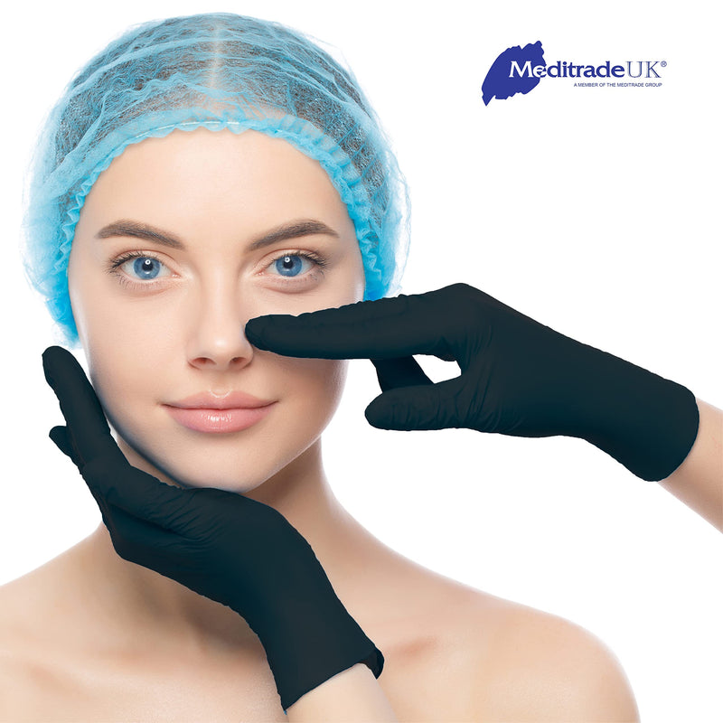 Nitrile Examination Gloves - Medium, Powder Free, Hypoallergenic, Heavy Duty, Long Cuff, Ambidextrous, Disposable, for Any Sector, Bulk Buy (Medium) (Black) - Meditrade - NewNest Australia