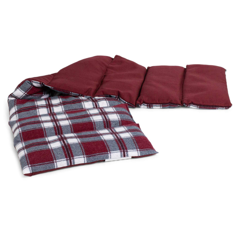 Organic spelled pillow 75x20cm large 8-chamber. Heat cushion, grain cushion with organic spelled for microwave and oven (flannel checked red) - NewNest Australia