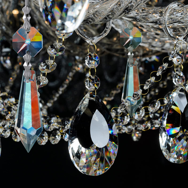Potchen 24 Pcs Chandelier Crystal Prisms Pendants Set 38 mm Clear Teardrop Icicle Chandelier Crystals Parts Replacement Crystals for Lamps and Chandeliers with Octagon Glass Bead - NewNest Australia
