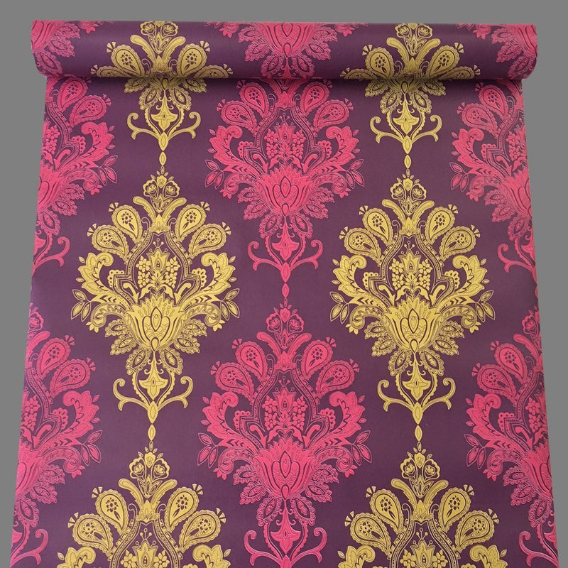 NewNest Australia - SimpleLife4U Luxury Purple Damask Removable PVC Shelf Drawer Liner Home Decor 17x118 Inch 