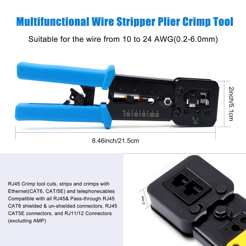 RJ45 Crimp Tool,Knoweasy All-in-One Crimper for Pass-Through/EZ/Legacy RJ11/RJ12/RJ45 connectors,CAT3/CAT5e/CAT6 Network Cable UTP/STP Wire Crimping Tool - NewNest Australia