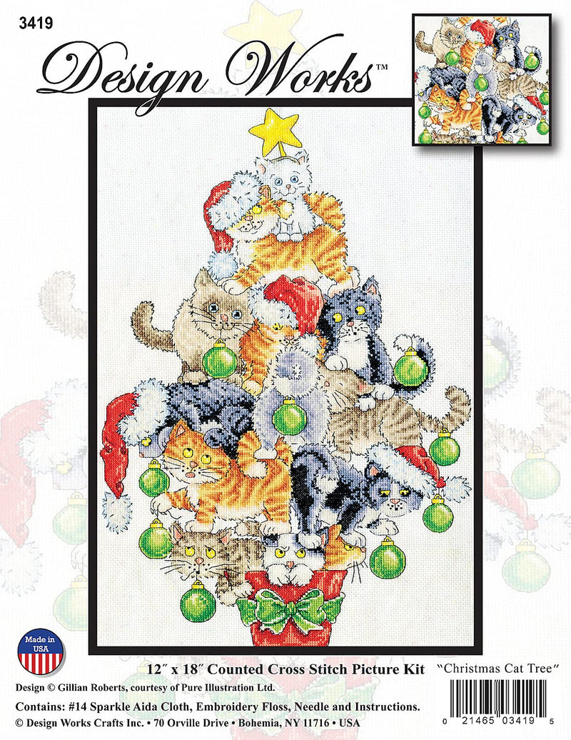 Design Works Crafts Christmas Cat Tree Counted Cross Stitch Kit - NewNest Australia