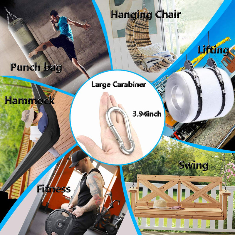 5 Inch 4 Inch Large Spring Snap Hooks, Ekunbuy Heavy Duty Rope Connector 304 Stainless Steel Hook Spring Clips Link Buckle 1/2 3/8 Clip for Hammock Swing Outdoor Travel 3.94 Inch-3 PCS - NewNest Australia