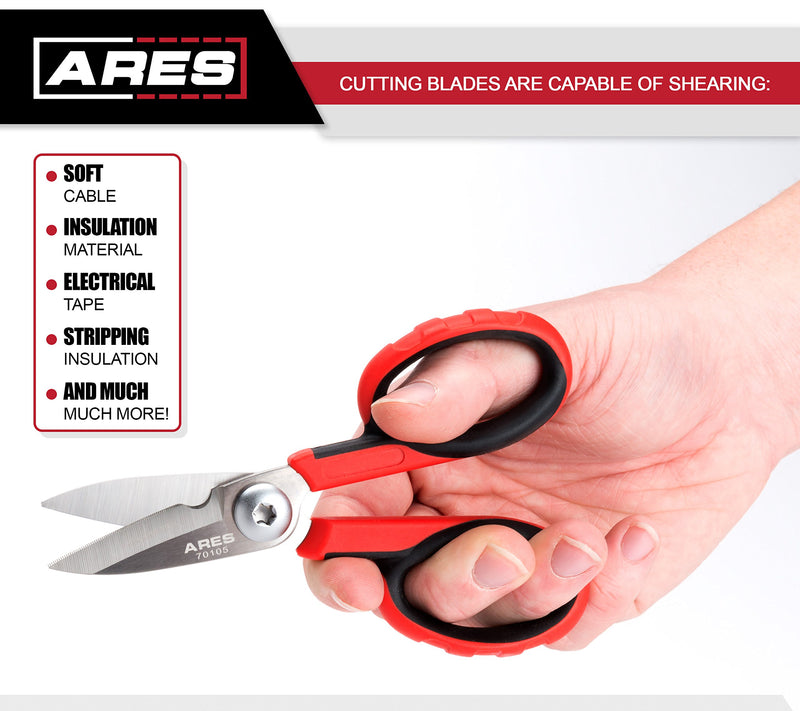 ARES 70105 - 5 1/2-Inch Multi-Purpose Heavy Duty Shears - Finely Serrated High Carbon Stainless Steel Blades - Cuts Wire, Insulation, Soft Cable and More - NewNest Australia