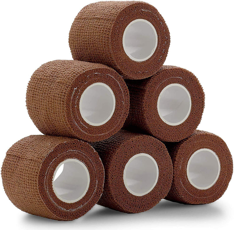 Self Adhesive Cohesive Tape - 2 Inch X 4 Feet, 12 Pack (Medium Brown) Self Adhesive Bandage Rolls And Sports Bandage For Ankle, Wrist, Knee Sprains And Swelling - NewNest Australia