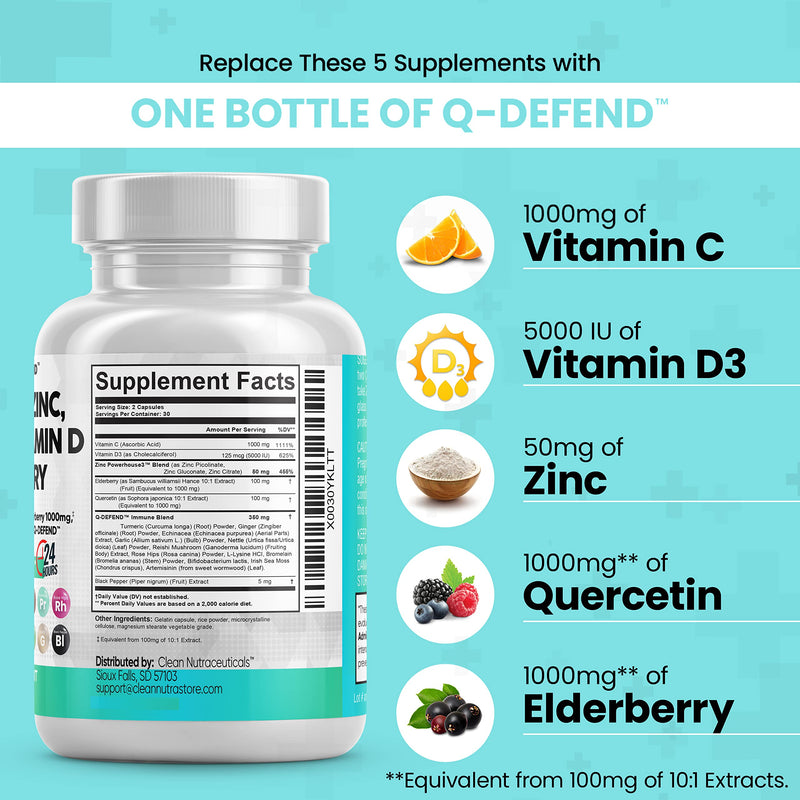 Quercetin 1000mg Zinc 50mg Vitamin C 1000mg Vitamin D 5000 IU Bromelain Elderberry - Lung Immune Defense Support Supplement Adults with Artemisinin, Sea Moss, Echinacea, Garlic Immunity Allergy Relief 1 - NewNest Australia