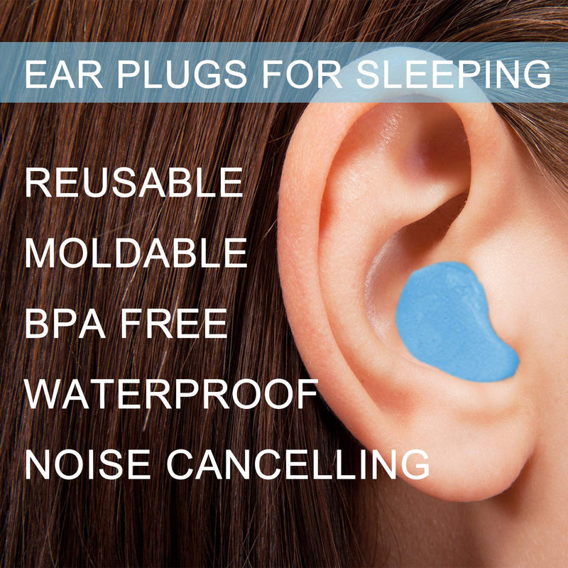 Ear Plugs for Sleeping, Reusable Silicone Moldable Noise Cancelling Sound Blocking Reduction Earplugs for Swimming, Snoring, Concerts, Shooting, Airplanes, Musicians, 32dB Highest NRR - NewNest Australia