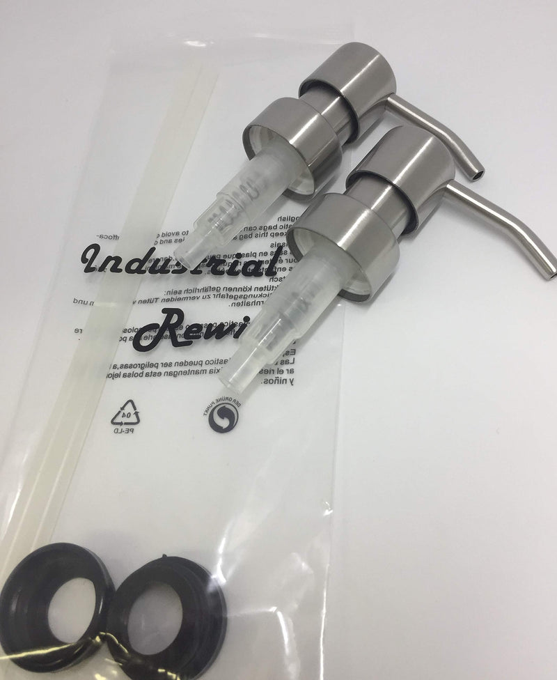 Industrial Rewind Stainless Soap Pumps with Collar Rings - 2pk - Replacement Pumps for Your Bottles, Mason Jars or Other DIY Soap or Lotion Dispensers - NewNest Australia