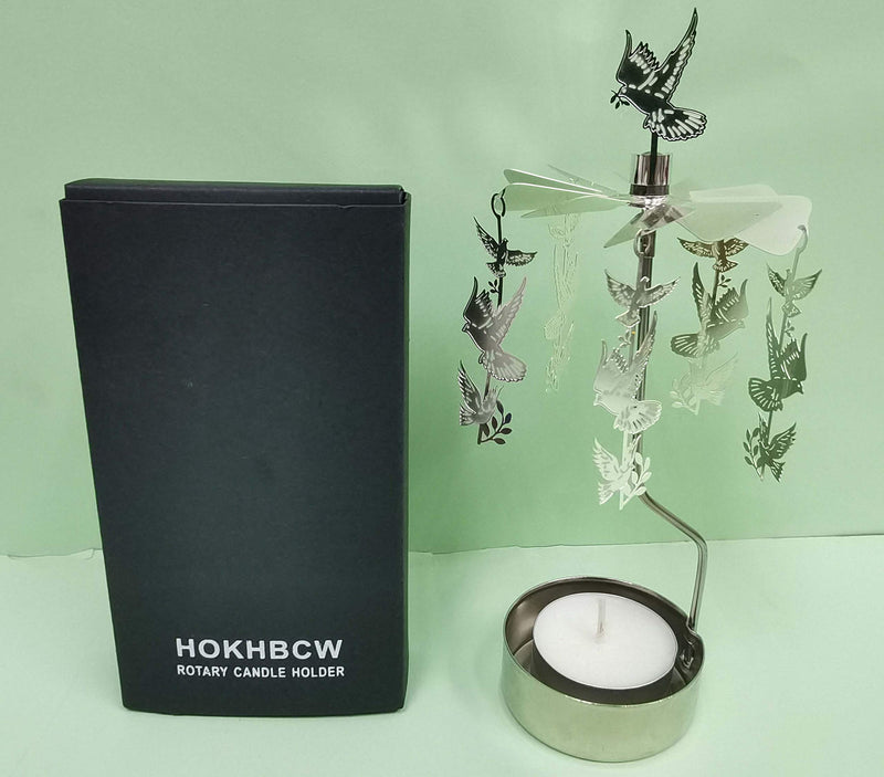 NewNest Australia - HOKHBCW Rotary Candle Holder Spinning Candleholder Metal Small Gift (Dove of Peace) 