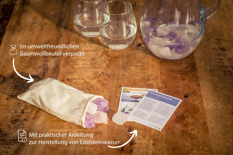 Water stones premium basic mix | Gemstone water base mixture | 100% natural raw stones | Amethyst + rose quartz + rock crystal 300g Lebensquelle Plus - NewNest Australia