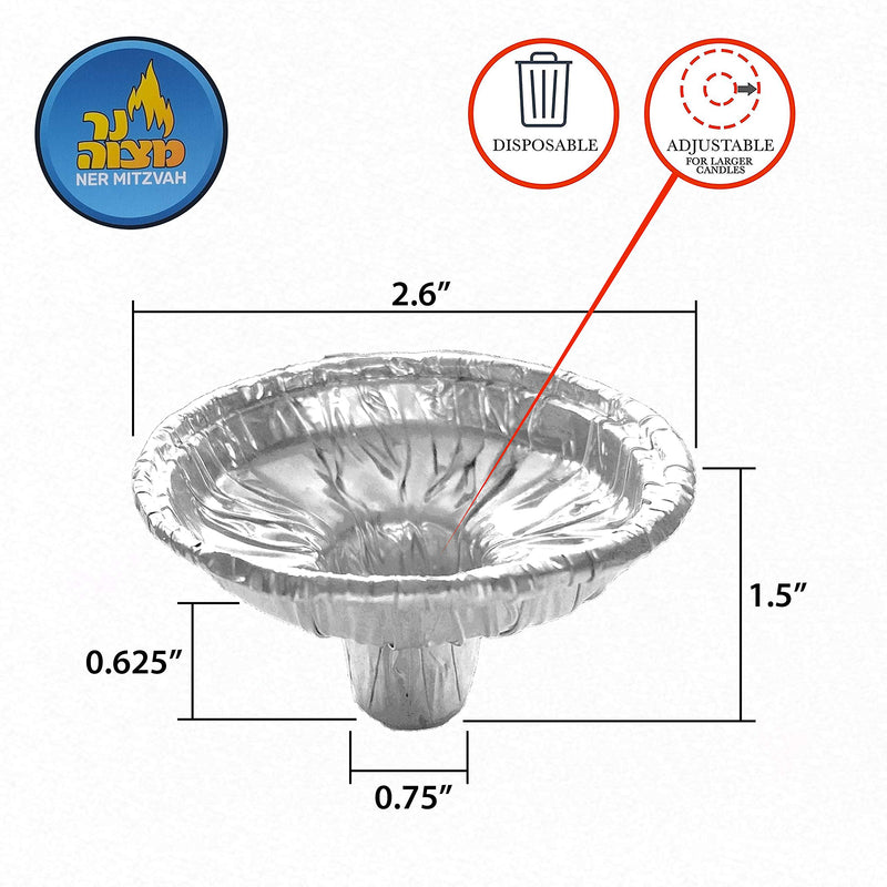 NewNest Australia - Ner Mitzvah Candle Holders Plus - Deeper Than Regular - Heavy Duty Aluminum Protector Bobeches, Drip Guard Candlestick Liner Inserts - 40 Count Deep 