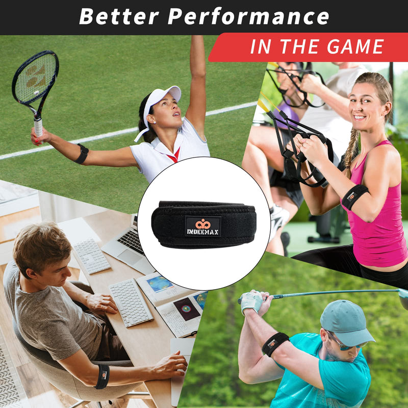 INDEEMAX Tennis Elbow Brace 2 Pack, Adjustable Forearm Straps Support Band, with Compression Pad for Women and Men Tennis & Golfer's Elbow Tendonitis Bursitis Pain Relief, Fits 7-16 Inches One Size - NewNest Australia