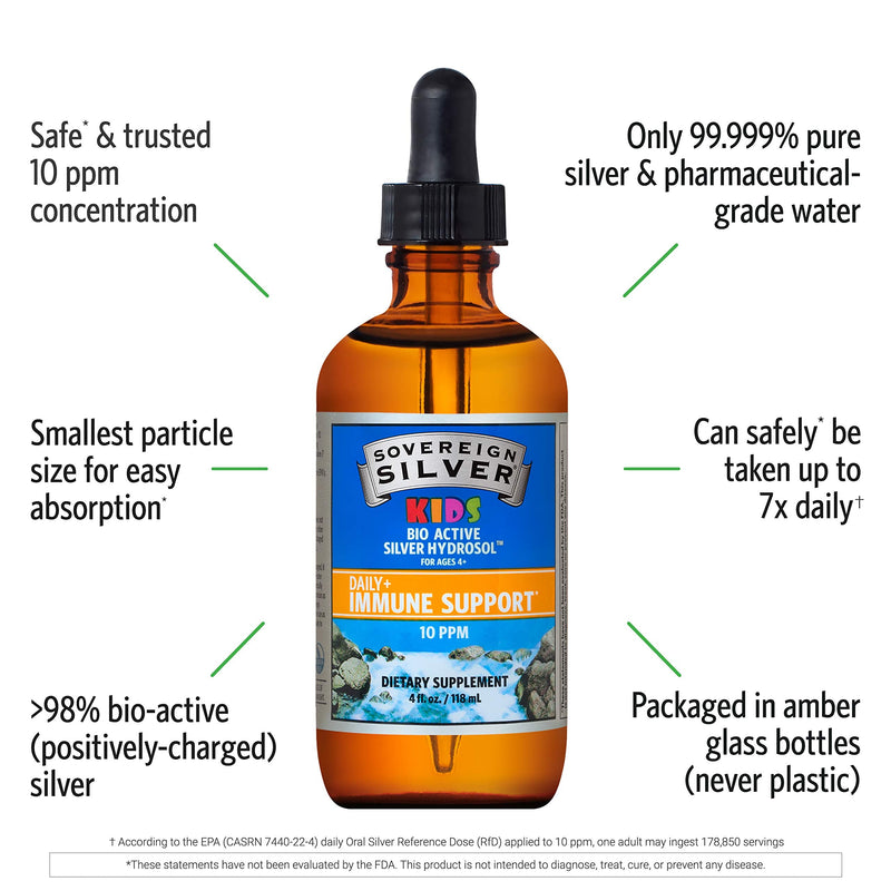 Sovereign Silver Bio-Active Silver Hydrosol for Kids Immune Support, 4 oz. 4 Fl Oz (Pack of 1) - NewNest Australia