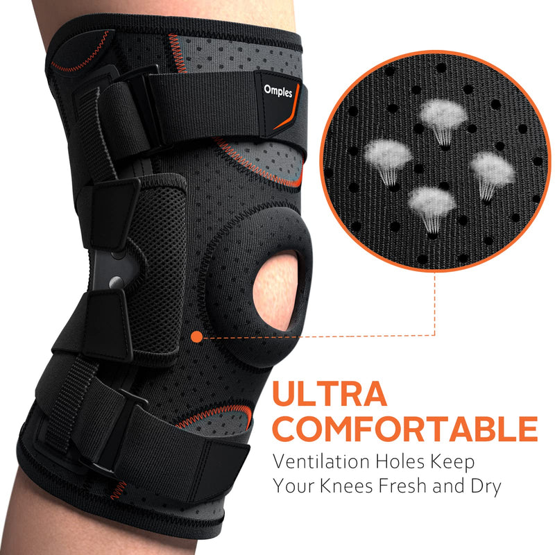 Omples Hinged Knee Brace for Knee Pain Knee Braces for Meniscus Tear Knee Support with Side Stabilizers for Men and Women Patella Knee Brace for Arthritis Pain Running Working Out Black (Small) Small - NewNest Australia