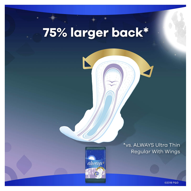 24 Count, ALWAYS Ultra Thin Size 5 Extra Heavy Overnight Pads with Wings Unscented - NewNest Australia