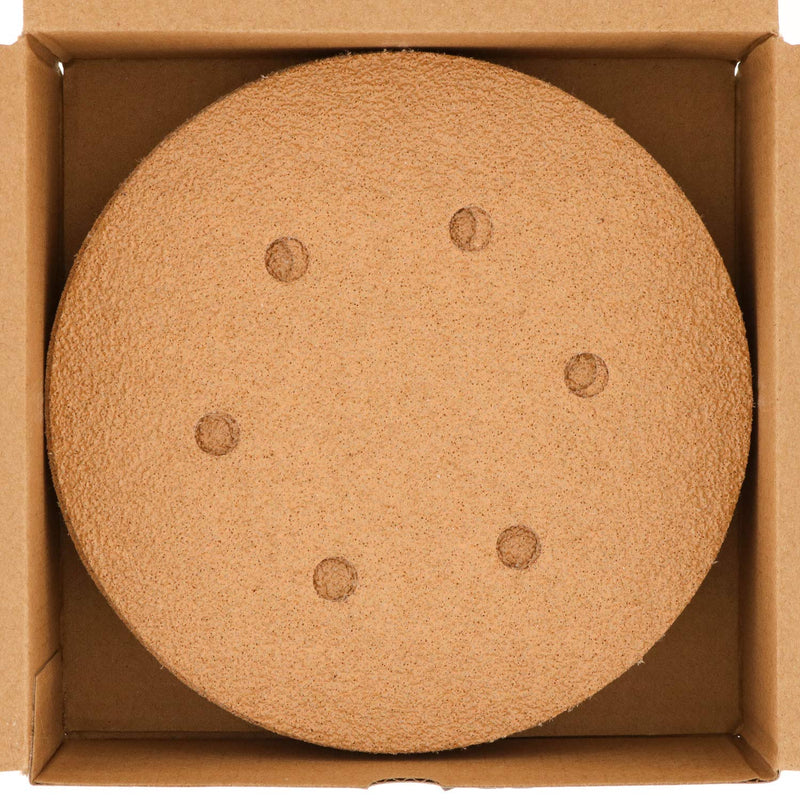 Dura-Gold Premium 40 Grit 6" Gold Sandpaper Discs, 6 Hole Pattern Dustless, Box of 25 - Hook & Loop Backing for DA Sander, Finishing Coarse Sanding Abrasive Automotive Paint, Woodworking Wood, Metal 40-Grit - NewNest Australia