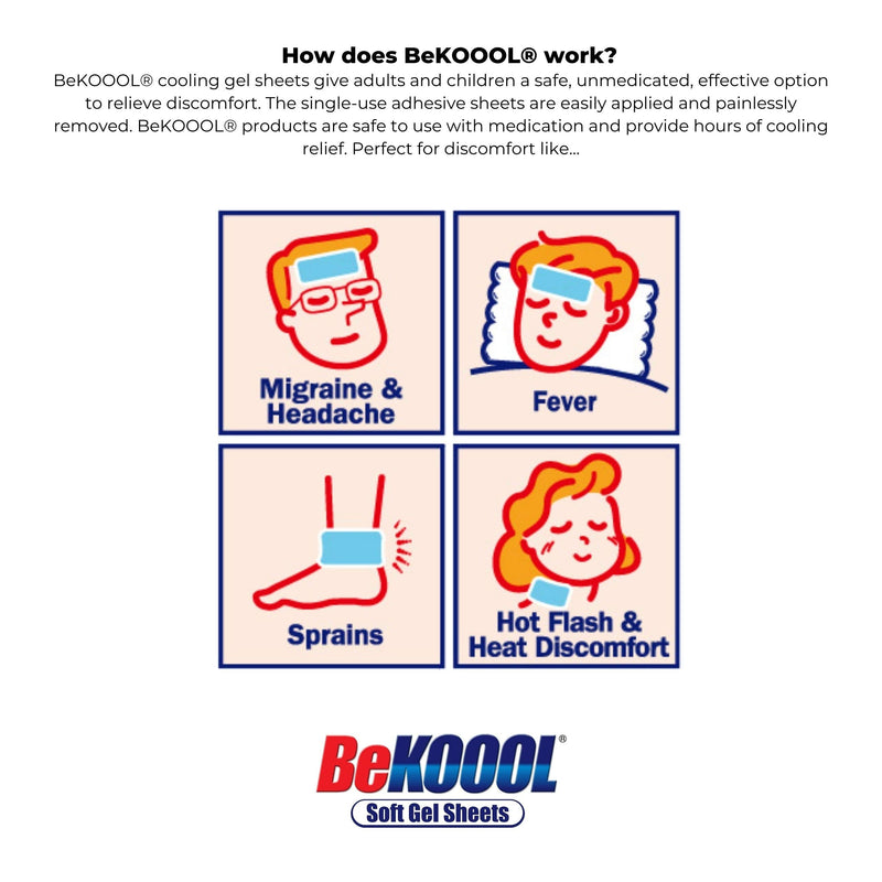 BeKoool Cooling Relief for Migraine Soft Gel Sheets Each, Multicolor, 4 Count - NewNest Australia