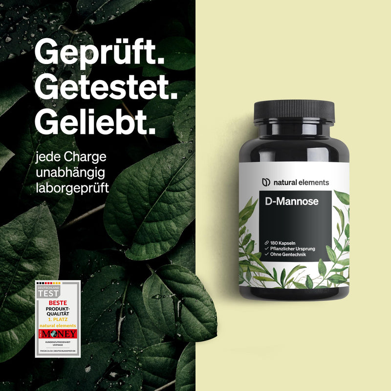 D-Mannose - 180 capsules - 1800mg D-Mannose per daily dose - vegan, optimally dosed, without unwanted additives - produced in Germany & laboratory tested - NewNest Australia