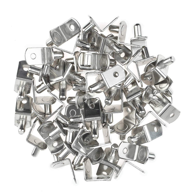 40 Pcs Shelf Support Pegs,1/4 Inch Shelf Bracket Pegs with Hole,Nickel Plated L-Shaped Clips for Kitchen & Bookcase Shelf Cabinet Furniture Closet Shelf Pins Support - NewNest Australia