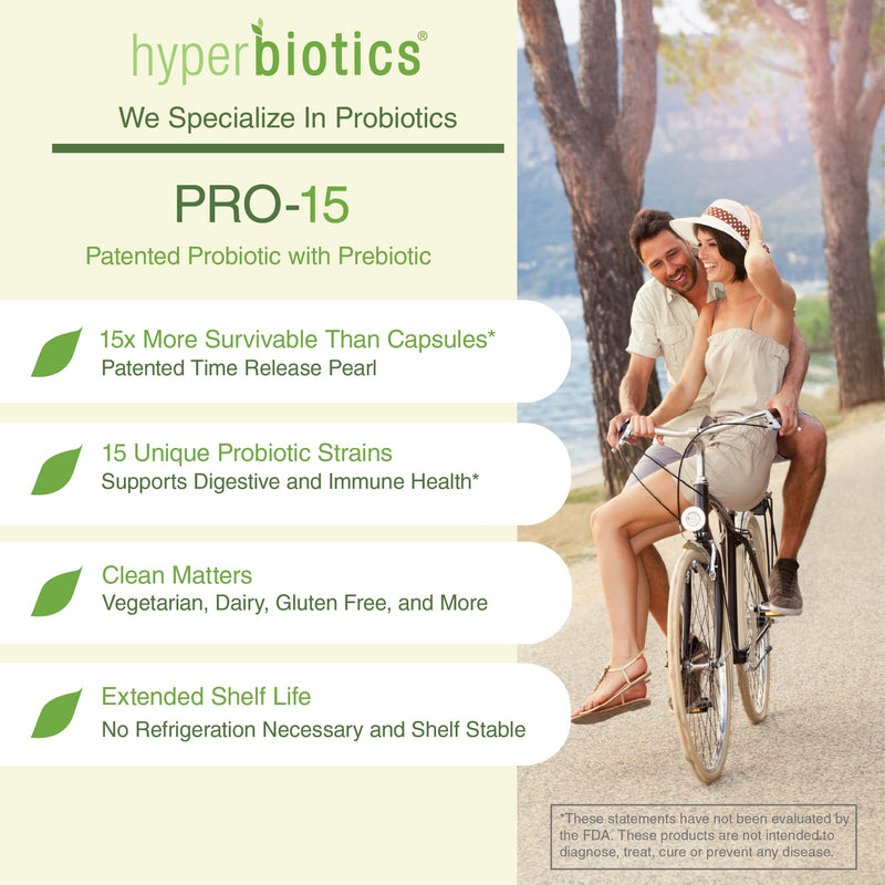 Hyperbiotics Pro-15 Probiotic | Probiotics for Women, Men, Adults | Digestive Health, Immune Support Supplement | Shelf Stable Time Release 15x More Survivability Than Capsules, 60 Count - NewNest Australia