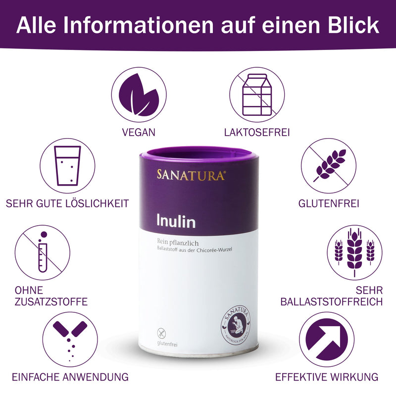 Sanatura Inulin - 250 g inulin powder - vegan and gluten-free - active fiber from chicory root 250 g (pack of 1) - NewNest Australia