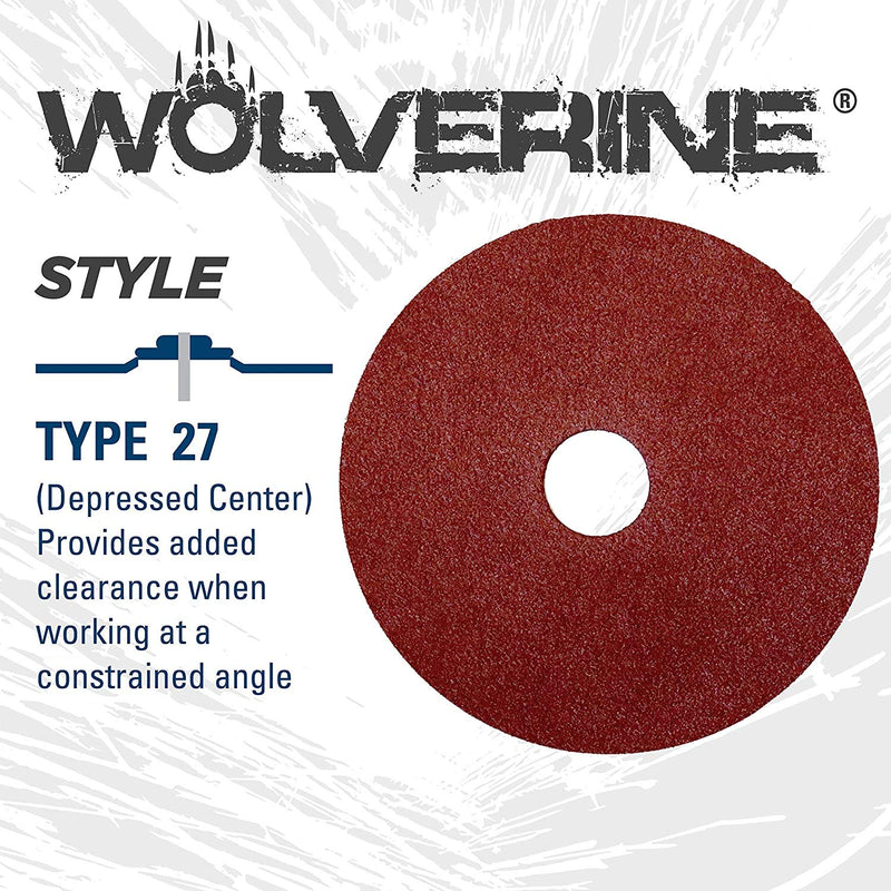 Weiler 59494 Wolverine Aluminum Oxide Resin Fiber Sanding & Grinding Disc, 4" Diameter, 60 Grit, 5/8" Arbor Hole (Pack of 25) 5/8” Arbor - NewNest Australia