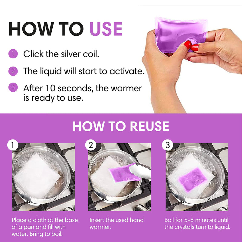 Wremedies for Easier Living Reusable Hand Warmers Gel Click & Heat for Cold Hands Heat Pads Pocket Warmers Instant Heat Arthritis Aid No Electric Required Purple - NewNest Australia