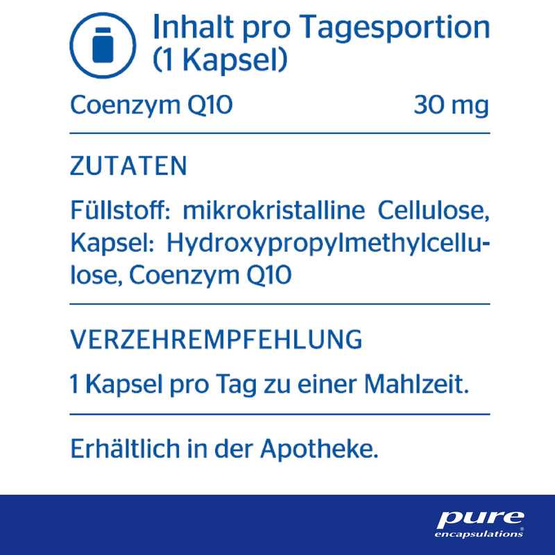 Pure Encapsulations - CoQ10 30 mg - Coenzyme Q10 in its biologically active form - 60 capsules - NewNest Australia