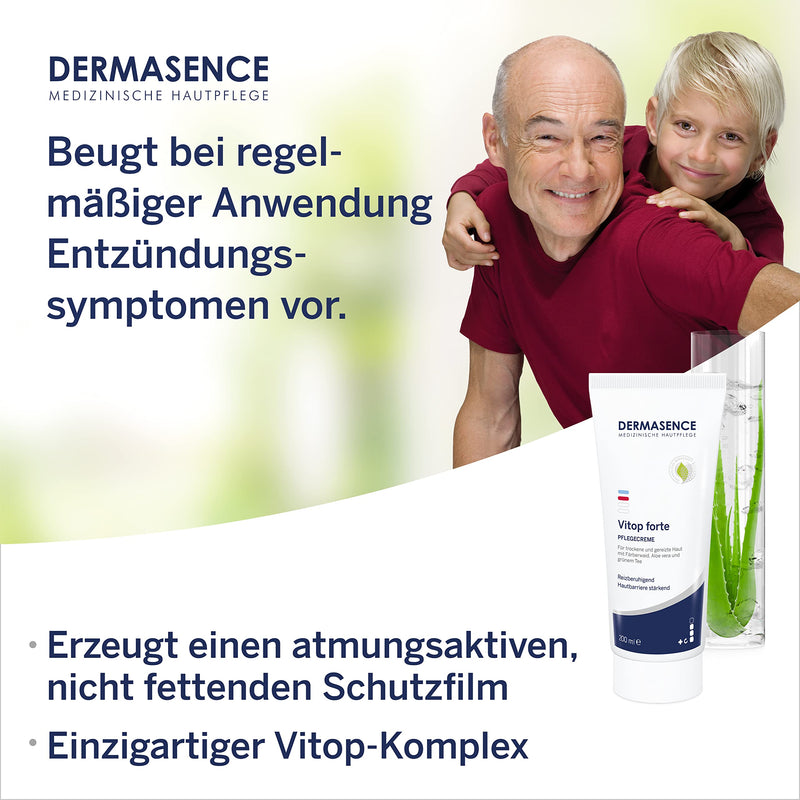 Dermasence Vitop Forte Care Cream - Skin Protective Basic Care For Dry And Neurodermatitis Prone Skin - Preventive Inflammation - With Active Complex Of Woad And Aloe Vera - 200 Ml - NewNest Australia