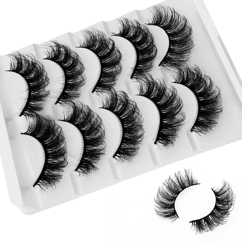 Sibba Multi-layered 5D Lashes False Eyelashes 10 Pairs Dramatic 20 mm Faux Mink Fake Lashes Pack Wispy Long Thick High Crossed Volume Fluffy Eyelash Extension Strip Eye Makeup - NewNest Australia
