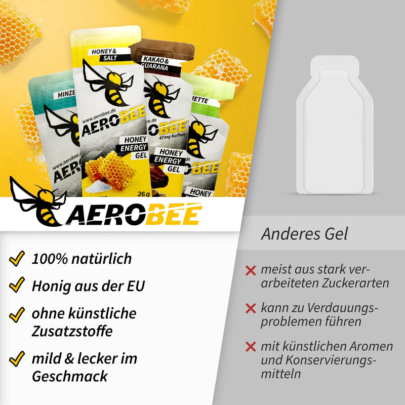 Aerobee Energy Gel Classic - Trial Pack 4 X 26 G [100% Natural Energy Gel Made Of Honey] Really Delicious Sports Gel For Endurance Sports, Energy Gel Running, Power Gel Sport, Sports Nutrition - NewNest Australia