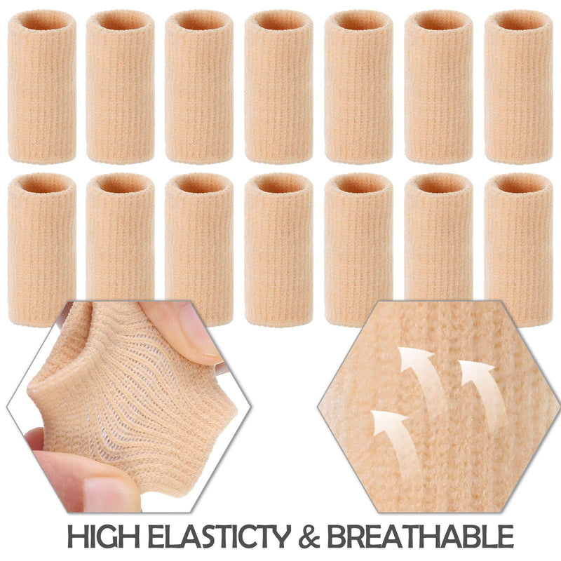 30 Pieces Finger Sleeves with 1 Storage Bag, Thumb Splint Brace Support Protector Breathable Elastic Finger Tape for Pain Relief Arthritis Trigger Finger Sports Basketball Baseball (Beige) Beige - NewNest Australia