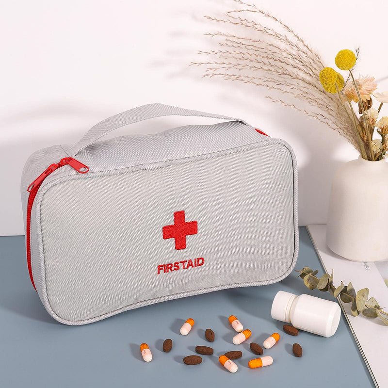upain First Aid Bag Empty Small Medical Kit Pouch Travel Emergency Pouch Lightweight Medicine Storage Bag Multifunctional Layered for Emergency Home Office Car Outdoors Boat Camping Hiking Grey - NewNest Australia