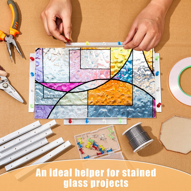 6 Inch Layout Block System for Stained Glass Panels with Mix Color Push Pins Stain Glass Tools and Supplies Panel Layout Stained Glass Making Tools (10 Pieces) 10 - NewNest Australia