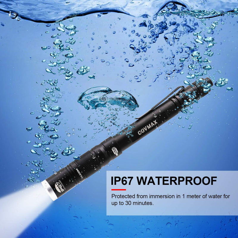 Rechargeable Pen Light Flashlight IP67 Waterproof with Pocket Clip 4-Zoomable, Prefect Pocket Flashlight for Inspection,Work,Repair - NewNest Australia