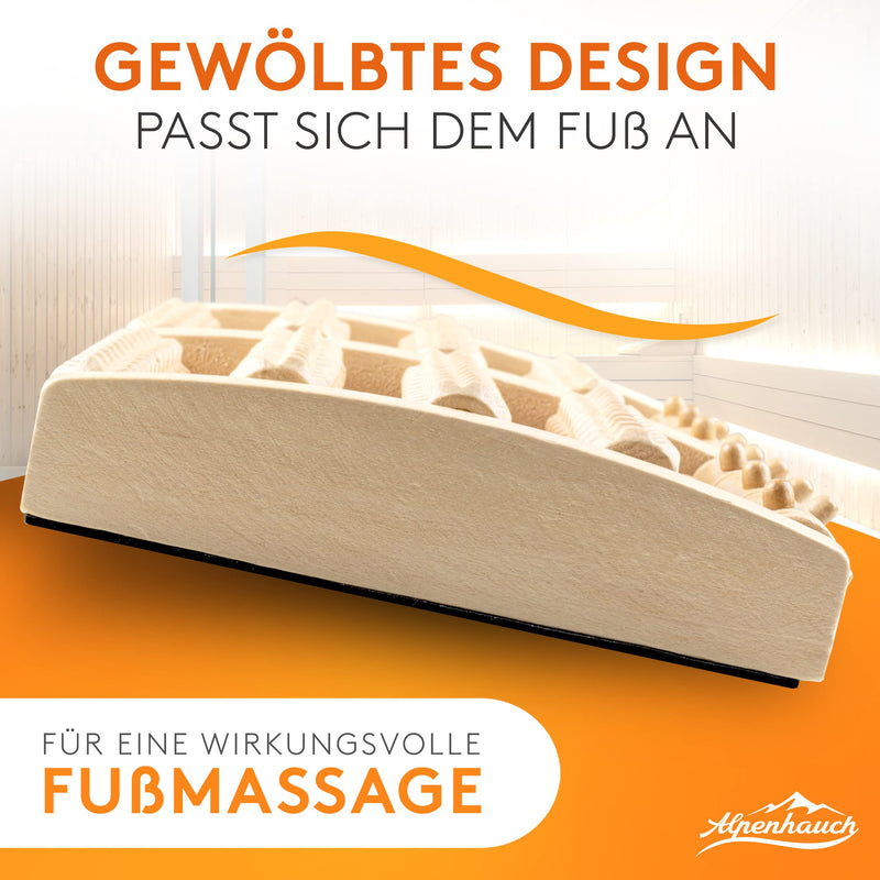 Alpenhauch - Foot Massage Roller Made Of Real Wood With Acupressure Mat - Revitalizing Foot Massager With Nubs - Stimulating Foot Massage Roller - Foot Massage Device For Heel Spur And Plantar Fasciitis - NewNest Australia