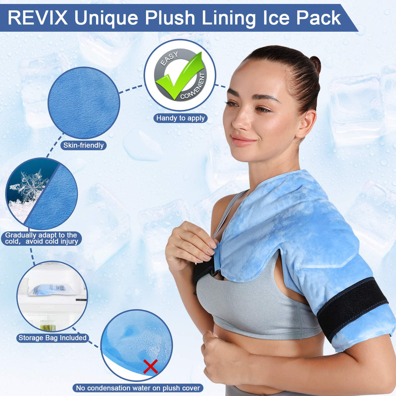 REVIX Shoulder Ice Pack Rotator Cuff Cold Therapy, Ice Packs Shoulder Wraps for Pain Relief & Tendonitis, Reusable Shoulder Cold Pack Compression Brace for Injuries, Recovery After Shoulders Surgery Blue - NewNest Australia
